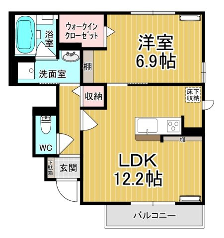 【間取り】 | ヴィラレガーロB | オール洋間のお部屋です♪