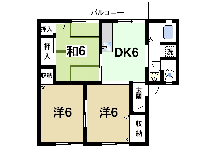 エクレール平城Aの間取り|快適な間取りです