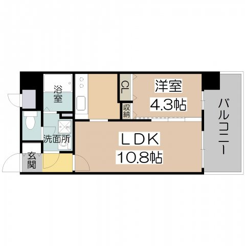 【間取り】 | アール・オーハイム松崎町 | 1LDK　収納も豊富で使いやすいです。
