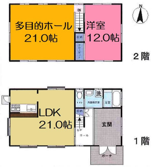 【間取り】 | 川越市下広谷　中古戸建　東武東上線『若葉駅』バス8分　【広谷小学区】 | 2LDK