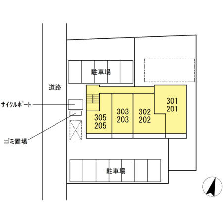 上益城郡益城町大字宮園のアパートの区画図