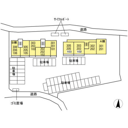 上益城郡益城町大字惣領のアパートの区画図