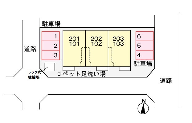 チェリオの区画図|駐車場