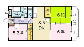 広島市安佐北区深川５丁目の賃貸マンションの間取り