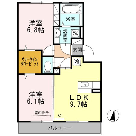 熊本市中央区八王寺町のアパートの間取り