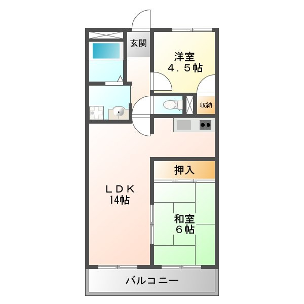 大阪市淀川区三国本町３丁目の賃貸マンションの間取り|明るい南向きバルコニー