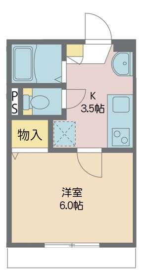 【間取り】 | サクラソウ戸田 | B・T別、独立洗面台のあるお部屋です
