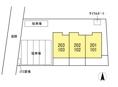 熊本市東区神園２丁目のアパートの区画図