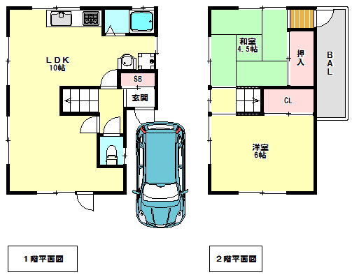 鈴蘭台東町4丁目貸家の間取り|敷地内専用駐車場有（軽自動車専用）