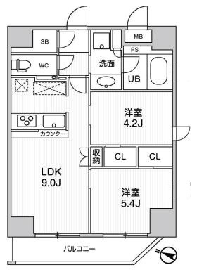 【間取り】 | 江戸川橋ステーションレジデンス | 51.37㎡/2LDK【江戸川橋ステーションレジデンス】