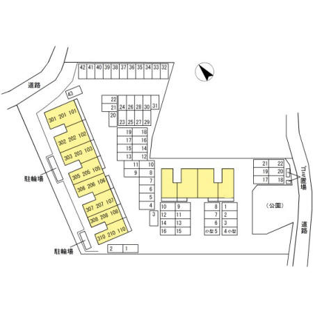 熊本市東区新南部２丁目のアパートの区画図