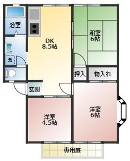 【間取り】 | サン・セリテ・モリヤA | 和室6帖⇒洋室6帖へリフォーム済♪