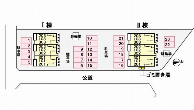 アンソレイユ北原 Ⅱの駐車場