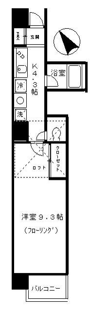 プルナスお茶の水の間取り|1K