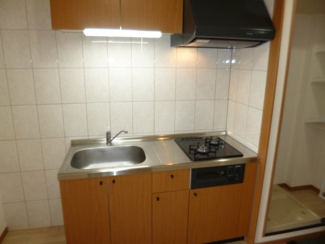 倉敷市上東のアパートのキッチン|２口ガスコンロ付きシステムキッチン