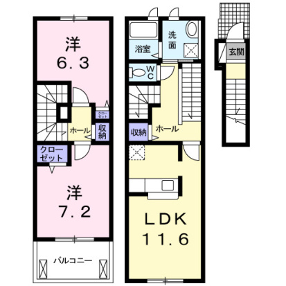 【間取り】 | アン　ソレイエＡ