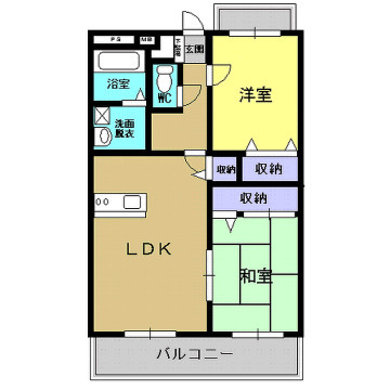 熊本市中央区八王寺町の賃貸マンションの間取り