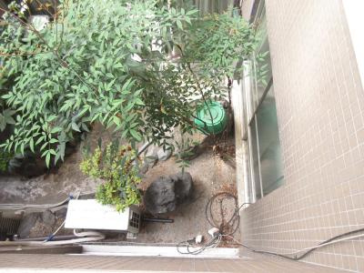 大建ビル　の展望|下を見た風景　　所在階は4階ですが、3階の屋上が中庭になっていて高さを感じません