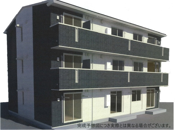 倉敷市笹沖のアパートの外観|イメージパース