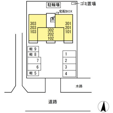 倉敷市笹沖のアパートの駐車場