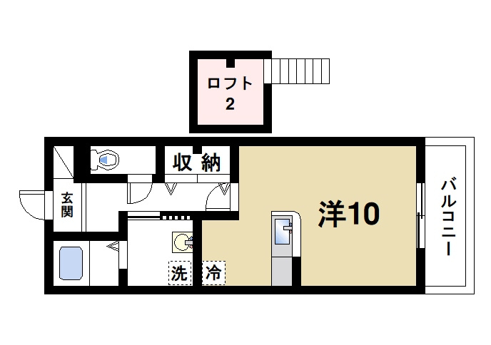 メゾン　フレシールの間取り|ロフト付きのワンルームです
