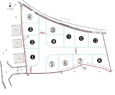 【外観】 | 海南市重根65外海南市重根分譲地6号地 | 6号地　土地面積156.74㎡（47.41坪）になります。接道は北側　幅員は6ｍです。
