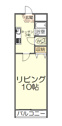 【間取り】 | 間取りは洋室10帖にキッチン3帖の1K設計。一人暮らしであればゆとりのある広々空間。使い勝手を重視した間取りとなっております。