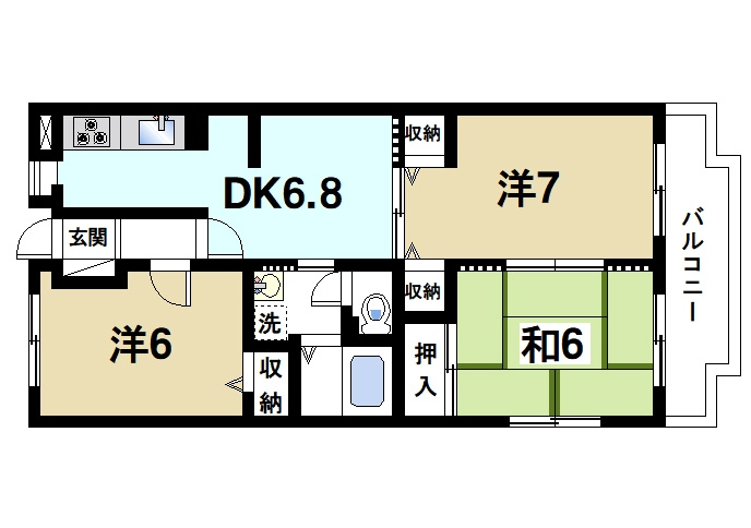シェーヌ生駒の間取り