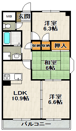 フローラルハイツ大道ＰⅡの間取り