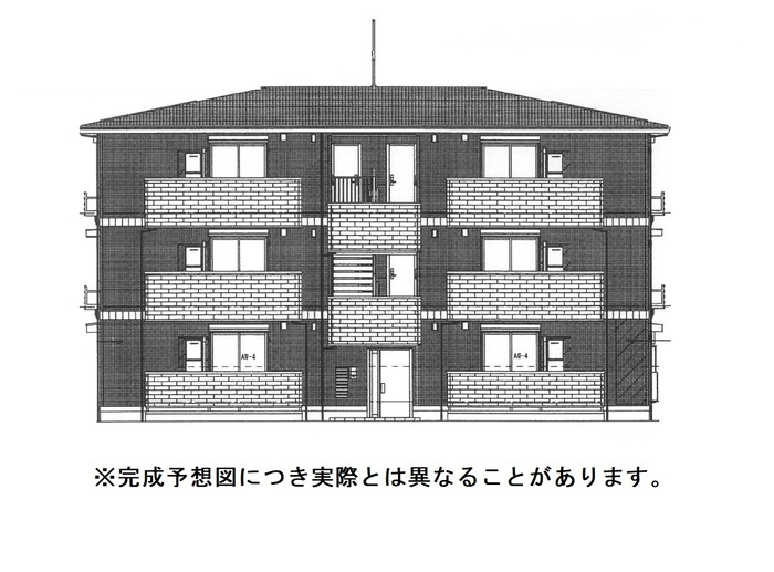 熊本市北区龍田陳内３丁目のアパートの外観パース