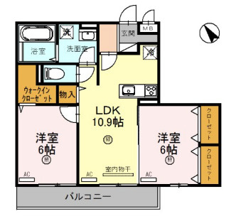 【間取り】 | メゾン・ビアンカ | ２LDK
