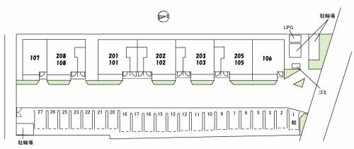 総社市井手のアパートの駐車場|イメージパース