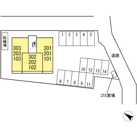 熊本市東区保田窪本町のアパートの区画図
