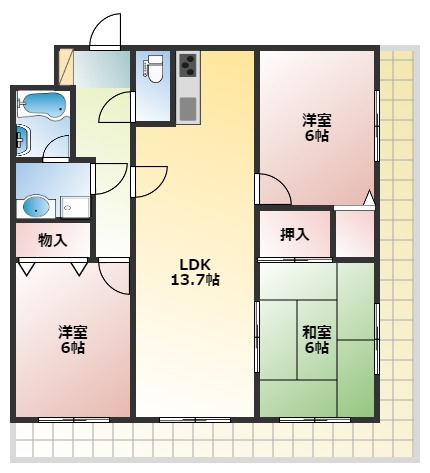 熊本市中央区大江６丁目の賃貸マンションの間取り