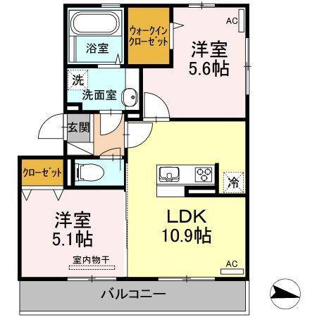 熊本市中央区渡鹿６丁目のアパートの間取り