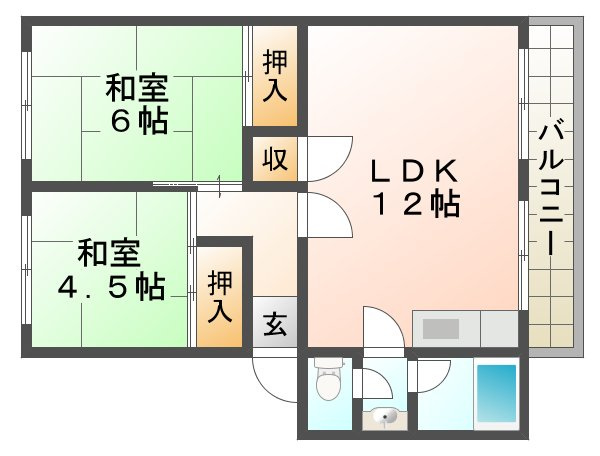 名谷農住団地Ｈ棟の間取り
