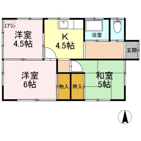 鶴岡貸家の間取り