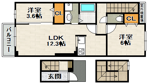 クレール宝塚（山本丸橋）の間取り