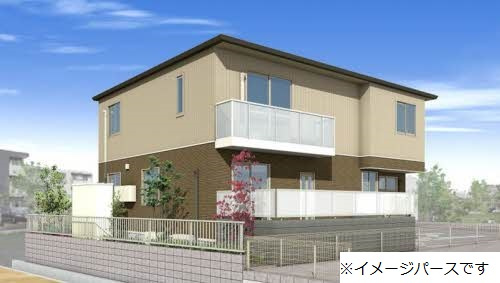 倉敷市西中新田のアパートの外観|イメージパース