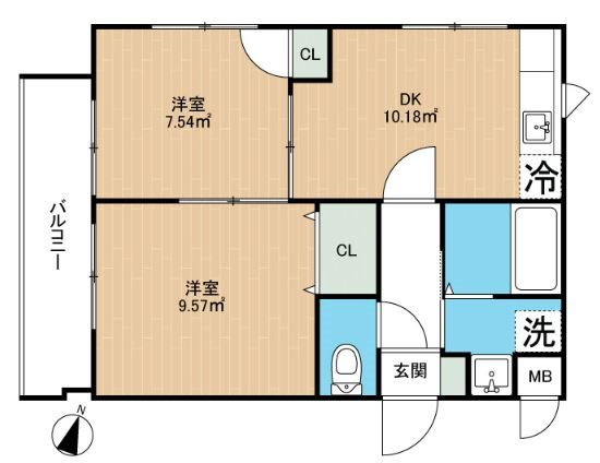 熊本市南区田井島３丁目の賃貸マンションの間取り