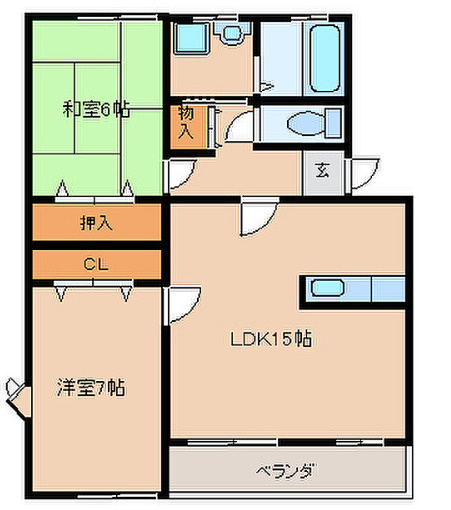 和楽園ハイツ弐番館【キャッシュバック対象物件】の間取り|間取り図です