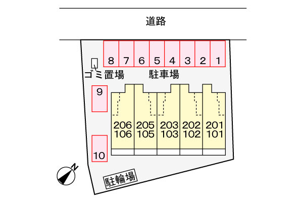 今治市東門町６丁目のアパートの駐車場