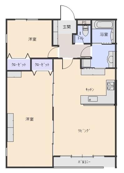 【間取り】 | 広さ十分な2LDKです。