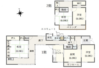 【間取り】 | 鳥取市面影２丁目中古戸建て