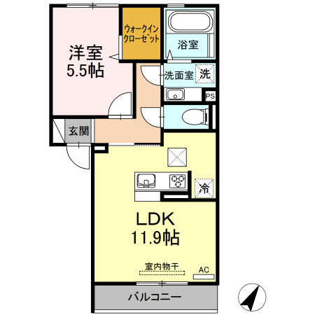 熊本市東区戸島２丁目のアパートの間取り