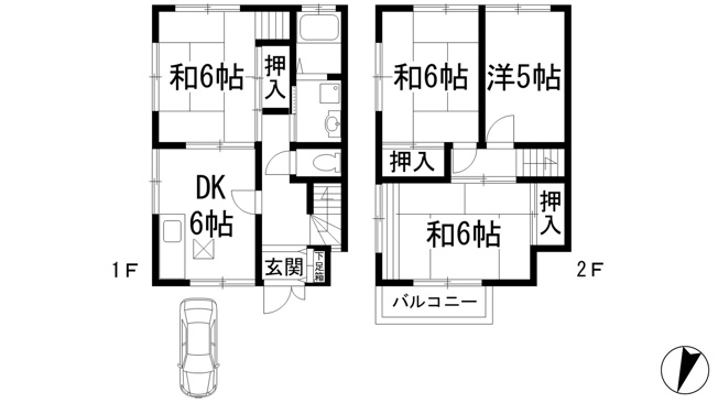 【間取り】 | 西畦野２丁目貸家（2戸1）