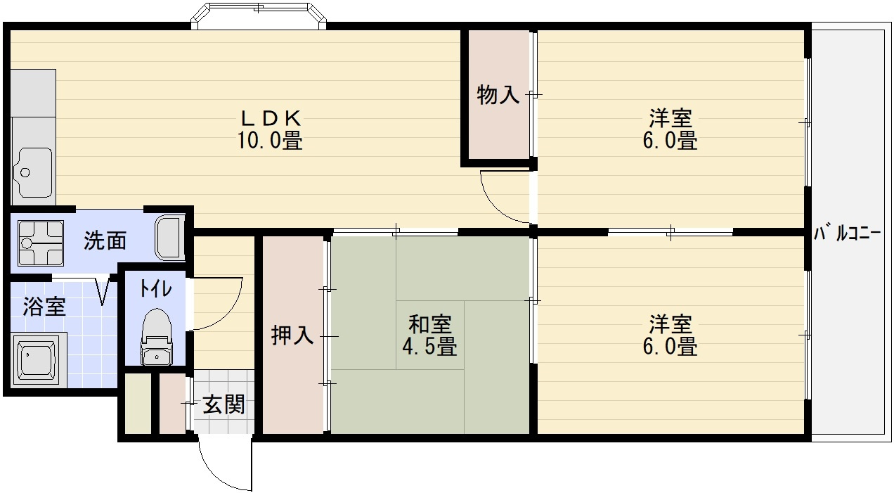 エコーハイツ2の間取り|エコーハイツ2（柏原市平野）　3LDK