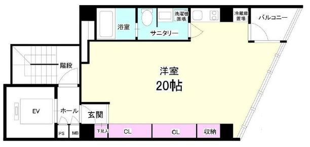 千代田区神田紺屋町の賃貸マンションの間取り