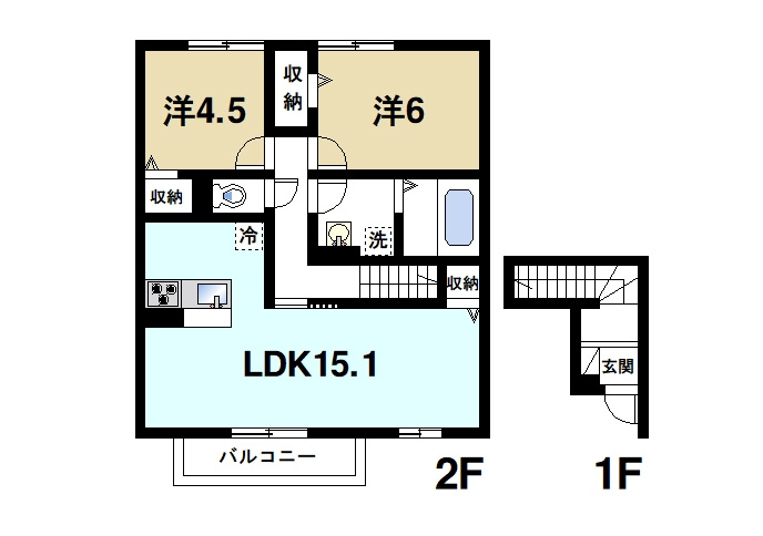 グランマノワール天理の間取り|2LDKです