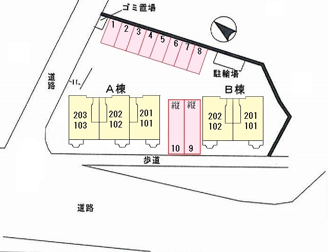 ドミール中通　Bの区画図